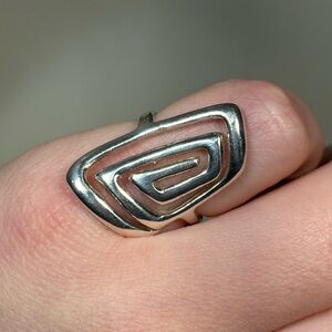 Sterling Silver Abstract Geometric Spiral Shield Ring